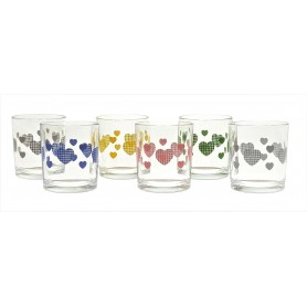 SET 6 BICCHIERI ACQUA CUORE COLORATO