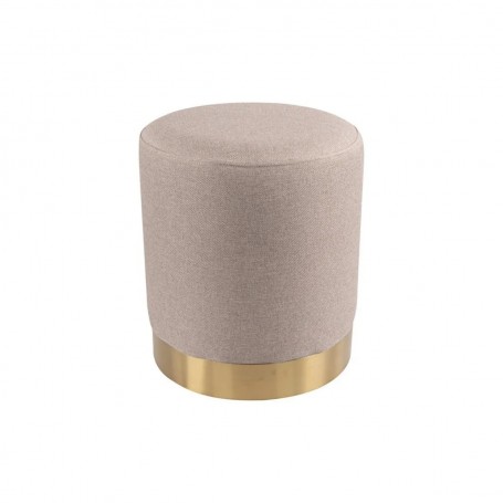 POUF IN TESSUTO BEIGE NATUR. BASE ORO