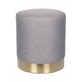 POUF IN TESSUTO GRIGIO CON BASE ORO