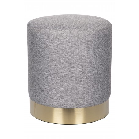 POUF IN TESSUTO GRIGIO CON BASE ORO