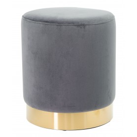 POUF IN VELLUTO GRIGIO BASE ORO ''AVA''