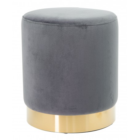 POUF IN VELLUTO GRIGIO BASE ORO ''AVA''