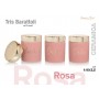 TRIS BARATTOLI ROSA CON TAPPO ORO