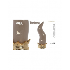 CORNO TORTORA/ORO C/LED 28CM