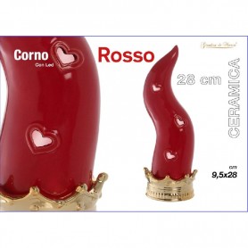 CORNO ROSSO/ORO C/LED GRANDE 28 CM