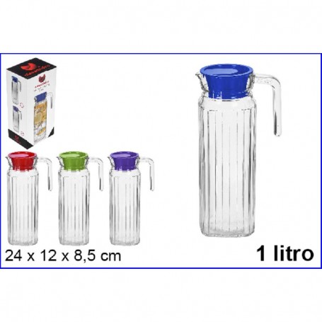 BROCCA IN VETRO CON TAPPO COLORATO 1LT