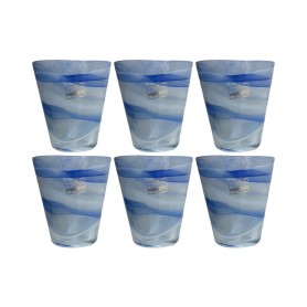 SET 6 BICCHIERI VETRO DI MURANO BLU