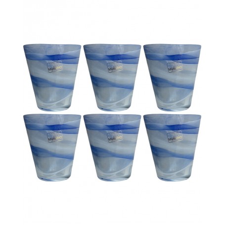 SET 6 BICCHIERI VETRO DI MURANO BLU