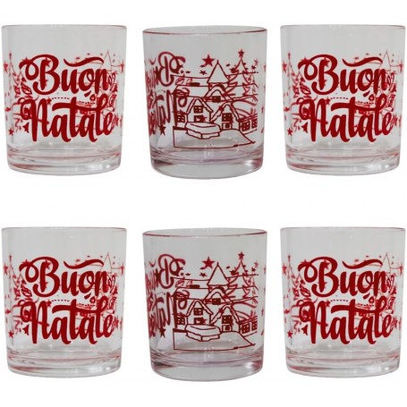 SET 6 BICCHIERI ACQUA BUON NATALE