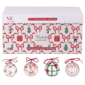 VDE SET 16 PALLINE NATALE CON I FIOCCHI