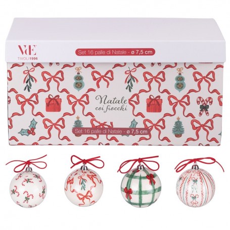 VDE SET 16 PALLINE NATALE CON I FIOCCHI