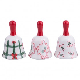CAMPANELLA CERAMICA NATALE CON I FIOCCHI