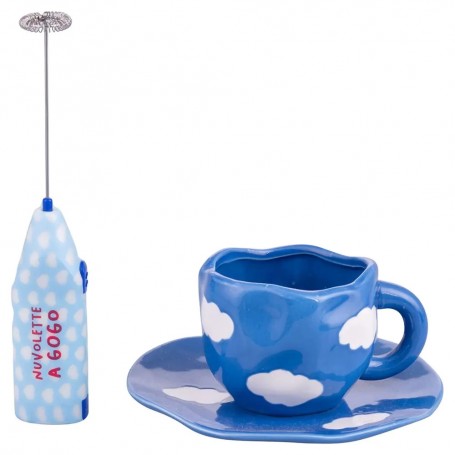 SET TAZZA PIATTINO E MONTALATTE NUVOLE